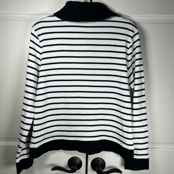 Ralph Lauren Blue/White Striped Nautical Women's Sweater Shawl Neck Size Large - Picture 2 of 8
